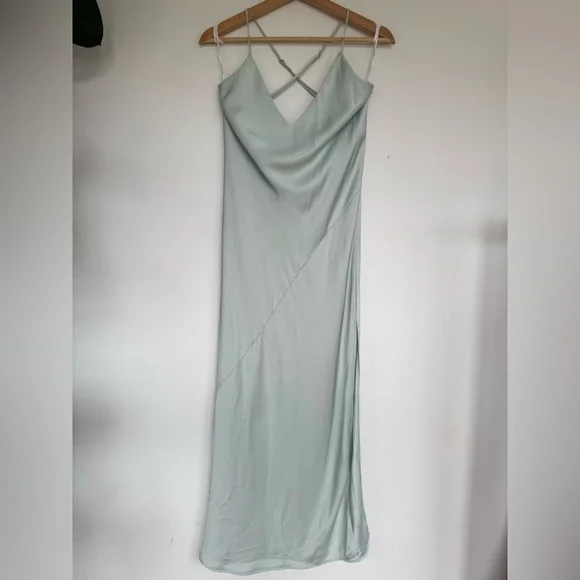 Aritzia Babaton Bellamy Cross Strap Plunge Back Satin Maxi Dress - Picture 6 of 10